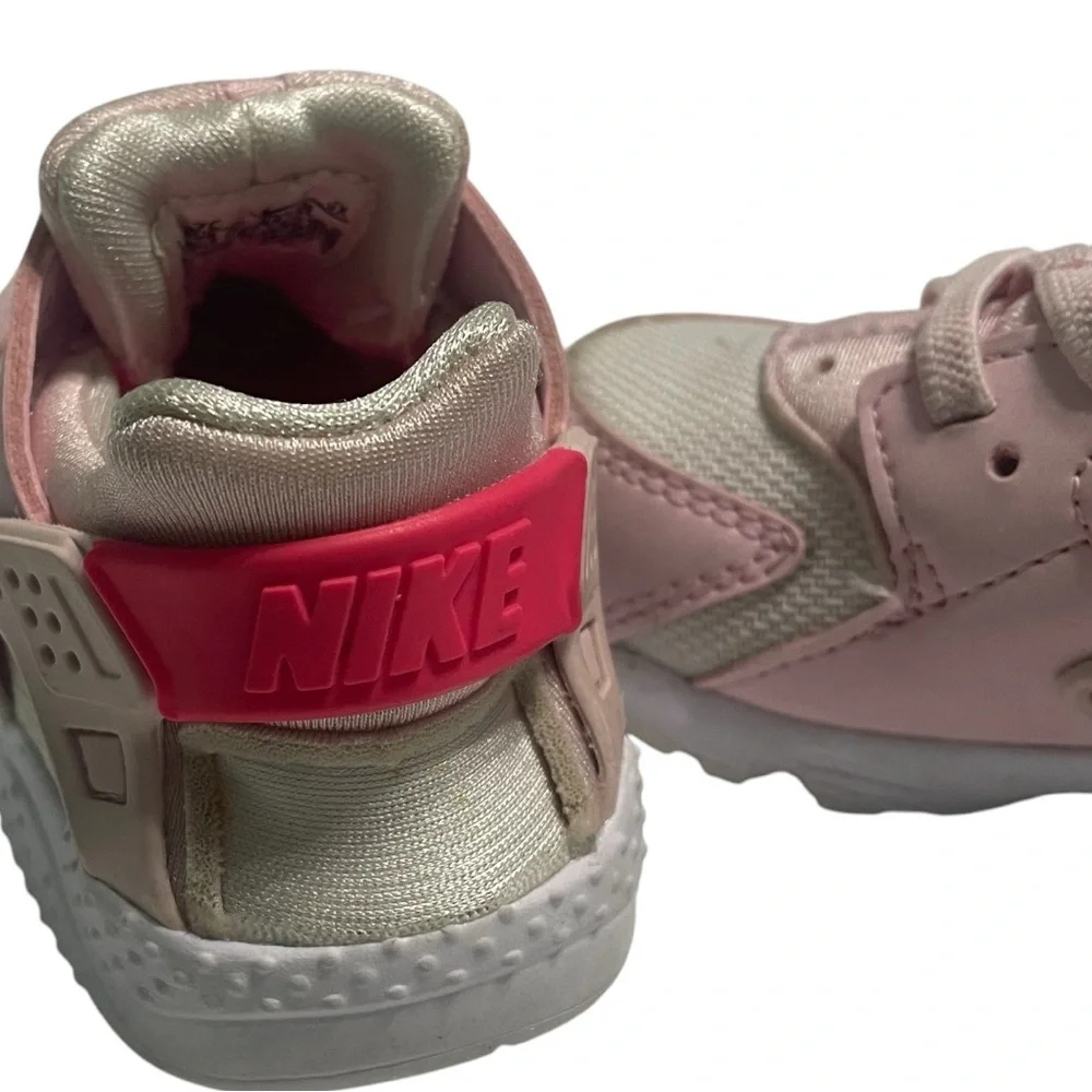Nike huarache toddler girl sneakers size 7C pink/white slip on bungee type - Picture 2 of 11